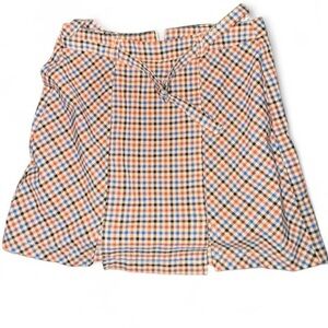 Plaid Mini Skirt in Blue and Orange
